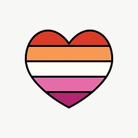 Lesbian  flag heart icon, line art design vector