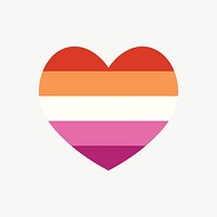 Lesbian  flag heart icon, line art design vector