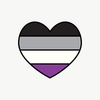 Asexual  flag heart icon, line art design vector