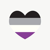 Asexual  flag heart icon, line art design vector