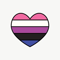 Genderfluid  flag heart icon, line art design vector