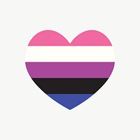 Genderfluid  flag heart icon, line art design vector