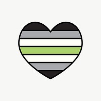 Aromantic  flag heart icon, line art design vector