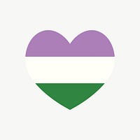 Genderqueer  flag heart icon, line art design vector