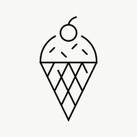 Ice-cream cone food icon, line art design vector