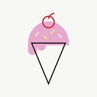 Ice-cream cone food icon, line art design vector