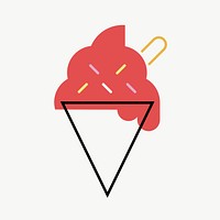 Ice-cream cone food icon, line art design vector