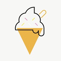 Ice-cream cone food icon, line art design vector