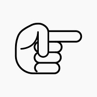 Pointing finger direction icon, line art design vector