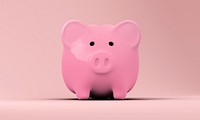 Pink saving piggy bank