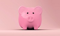 Pink piggy bank mockup psd