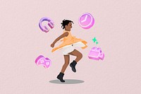 Kids dancing 3D remix vector illustration