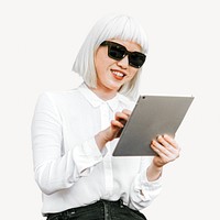 Businesswoman using tablet isolated image