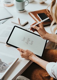 Businesswoman working on a digital tablet mockup