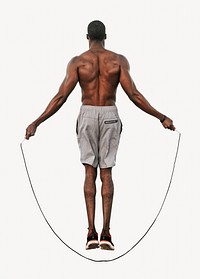 Fit man jumping rope isolated image