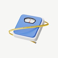 3D weight scale, collage element psd