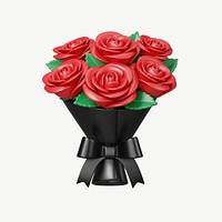 3D rose flower bouquet, collage element psd