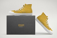 Yellow high-top sneaker mockup psd