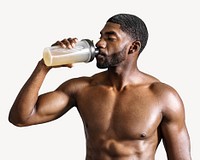 Black man drinking isolated image