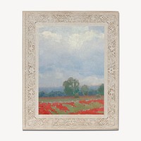 Ludovit Cordak's landscape painting framed on a wall. Remixed by rawpixel.