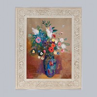 Bouquet Of Flowers Odilon Redon by Odilon Redon framed on a wall. Remixed by rawpixel.