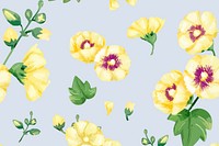 Watercolor yellow hollyhocks flower background