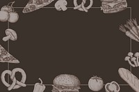 Food vintage illustration, brown background