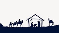 Three wise men border, Biblical Magi silhouette psd