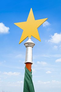 Star  flagpole ornament mockup psd