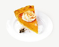 Pumpkin pie slice autumn menu collage element psd