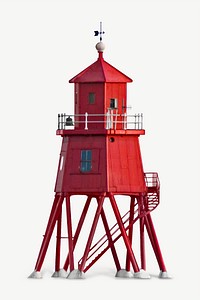 Red lighthouse collage element psd
