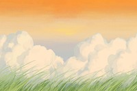 Cloud sunset landscape background, painting  illustration