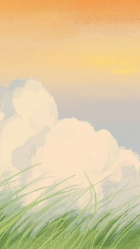 Cloud sunset mobile wallpaper, painting  illustration