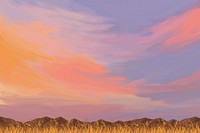 Sunset sky landscape background, painting  illustration