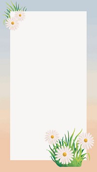 Daisy gradient frame mobile wallpaper illustration