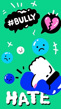 Cyberbullying funky illustration iPhone wallpaper, colorful design
