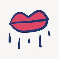 Cute red lips, face element element vector