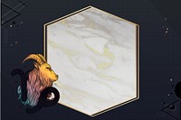 Capricorn goat zodiac background, marble hexagon frame