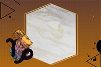 Capricorn goat zodiac background, marble hexagon frame