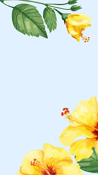 Watercolor yellow hibiscus mobile wallpaper