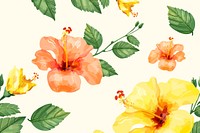 Watercolor hibiscus flower background