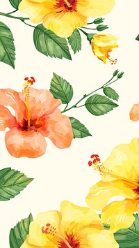 Watercolor hibiscus mobile wallpaper