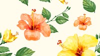 Watercolor hibiscus desktop wallpaper