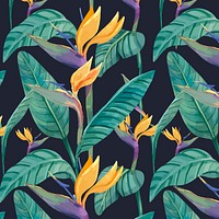 Watercolor bird of paradise flower pattern