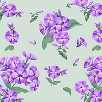 Watercolor purple phlox flower pattern, digital paint remix