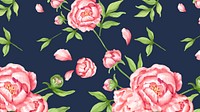 Watercolor pink peony desktop wallpaper