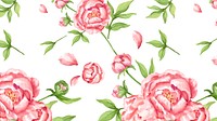 Watercolor pink peony desktop wallpaper