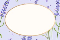 Watercolor floral oval frame, lavender digital paint