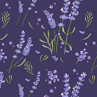 Watercolor lavender flower pattern, digital paint remix