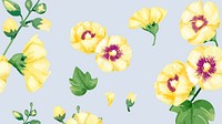 Watercolor yellow hollyhocks desktop wallpaper